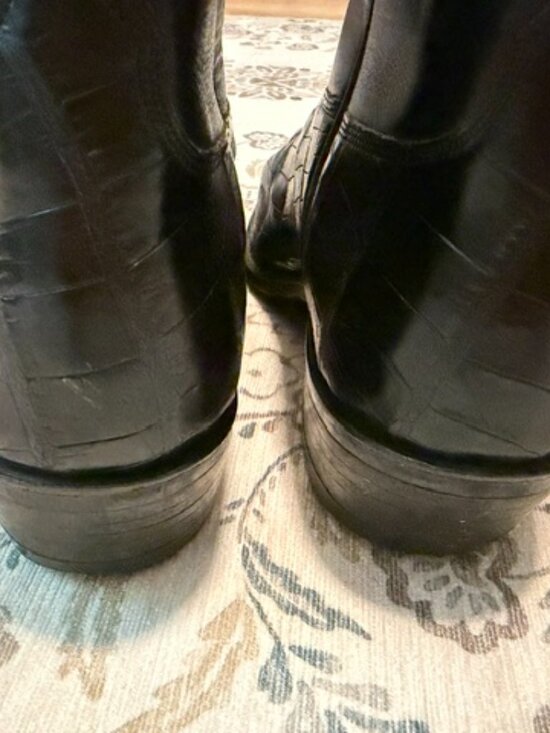 MURGA Custom Alligator Cowboy Boots M 8.5 W 9.5 Bias Cut Exotic Black Silver Toe